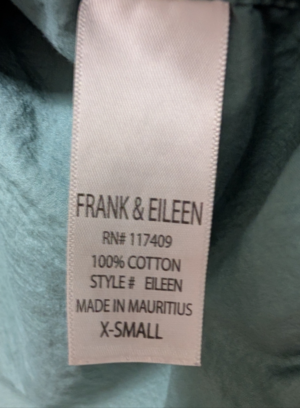 Frank & Eileen Eileen Shirt Forest Dark Green Button Up Size XS Collar Pocket - Picture 4 of 4